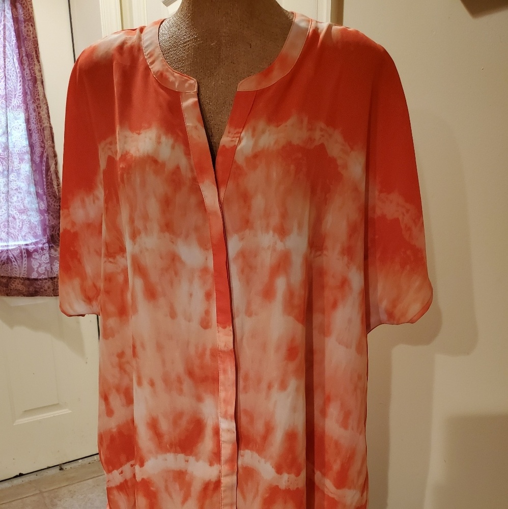 Faded Glory Tie dye orange blouse